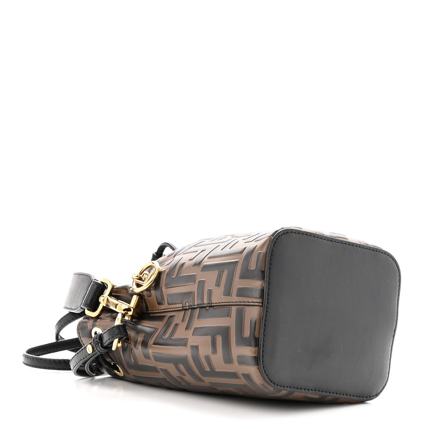 Fendi Vitello Liberty F is Fendi Bi-Color FF 1974 Embossed Mini Mon Tresor Bucket Bag Maya Black 4 of 11