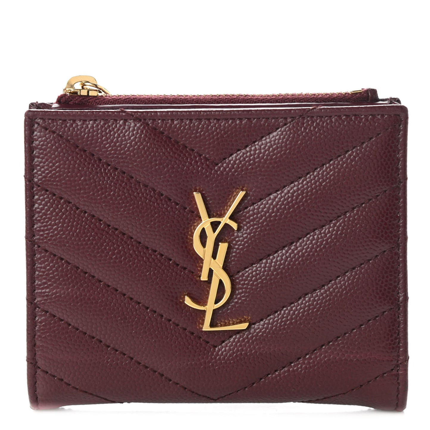 Grain De Poudre Matelasse Chevron Monogram Zipped Card Case Rouge Legion