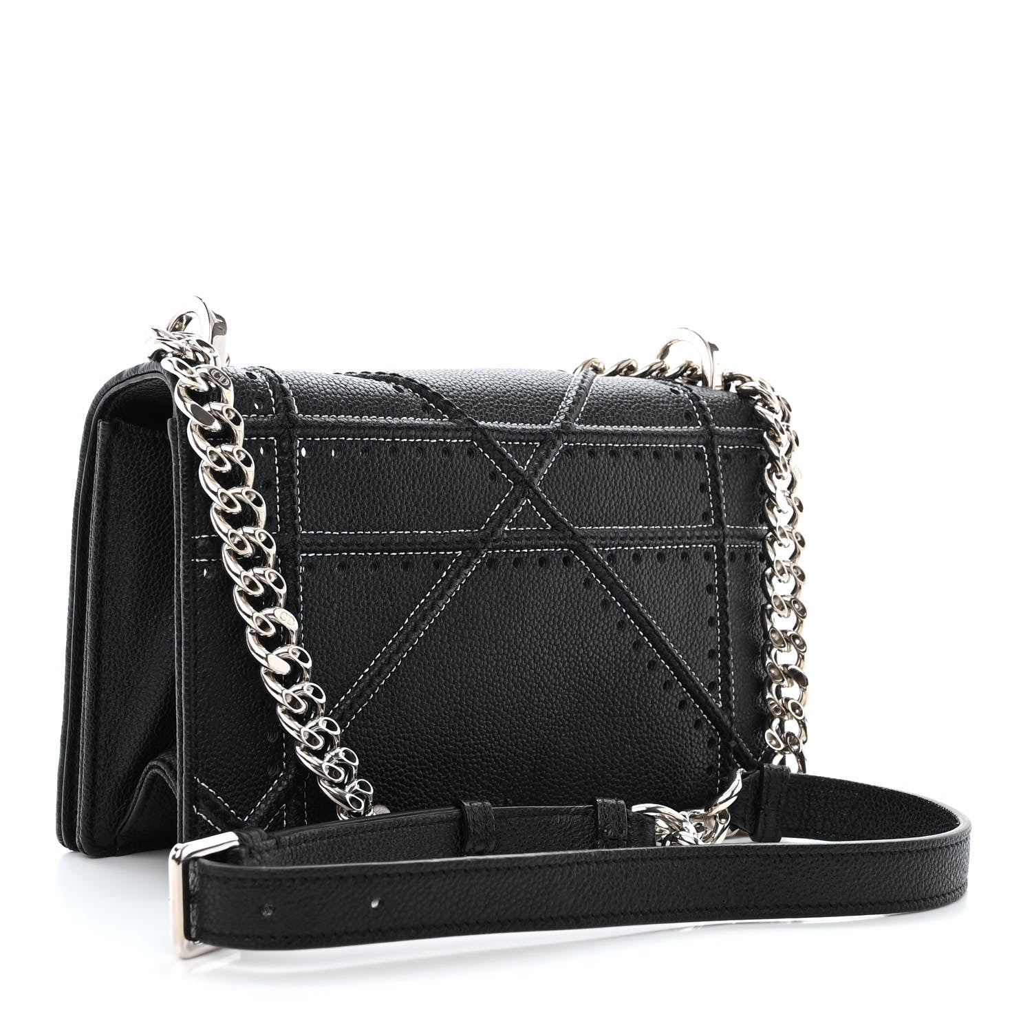 Christian Dior Grained Calfskin Perforated Diorama Flap Bag Black 3 of 13