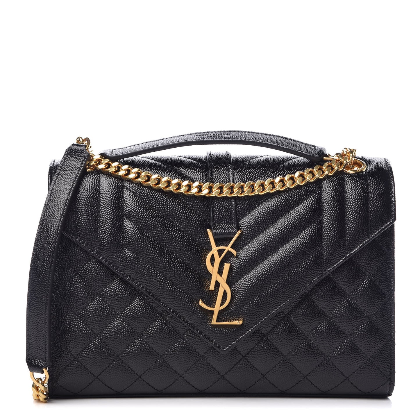 Grain De Poudre Textured Mixed Matelasse Triquilt Medium Monogram Satchel Black