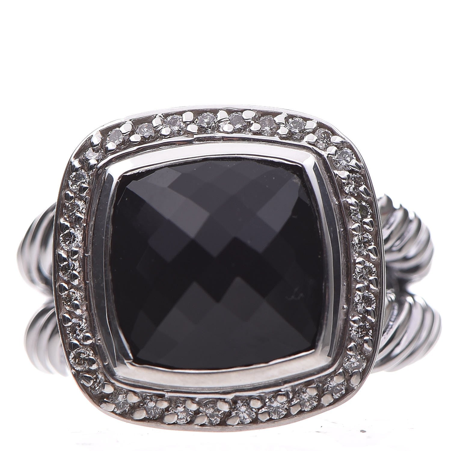 David Yurman Sterling Silver Diamond Black Onyx 11mm Albion Ring 54 7 1 of 6