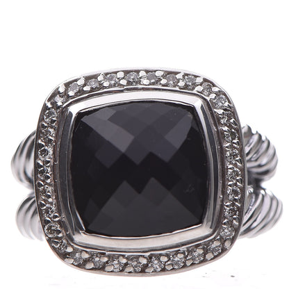 David Yurman Sterling Silver Diamond Black Onyx 11mm Albion Ring 54 7 1 of 6