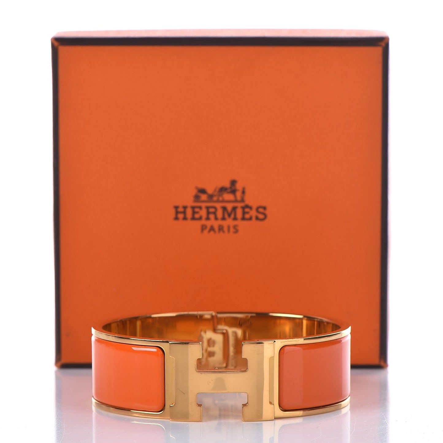 Enamel Wide Clic Clac H Bracelet GM Orange