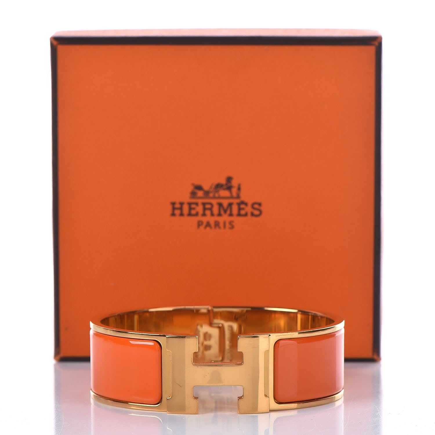 Hermes Enamel Wide Clic Clac H Bracelet GM Orange 5 of 5