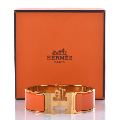 Hermes Enamel Wide Clic Clac H Bracelet GM Orange 5 of 5