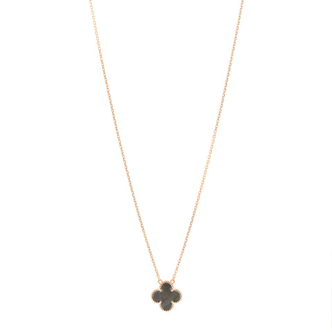 18K Rose Gold Gray Mother of Pearl Vintage Alhambra Pendant Necklace