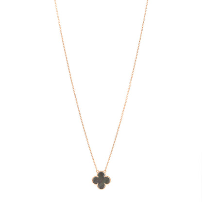 Van Cleef & Arpels 18K Rose Gold Gray Mother of Pearl Vintage Alhambra Pendant Necklace 1 of 5