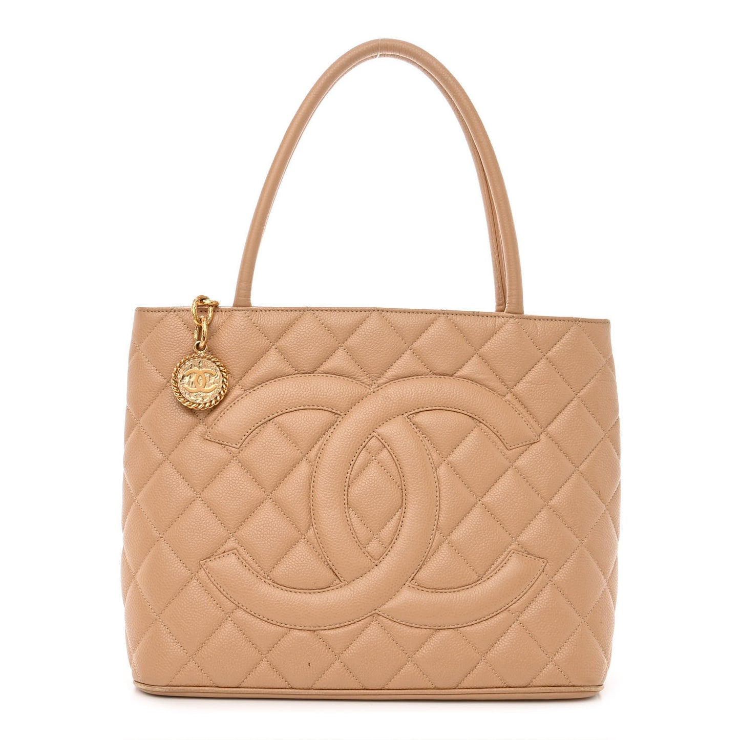 Caviar Quilted Medallion Tote Beige