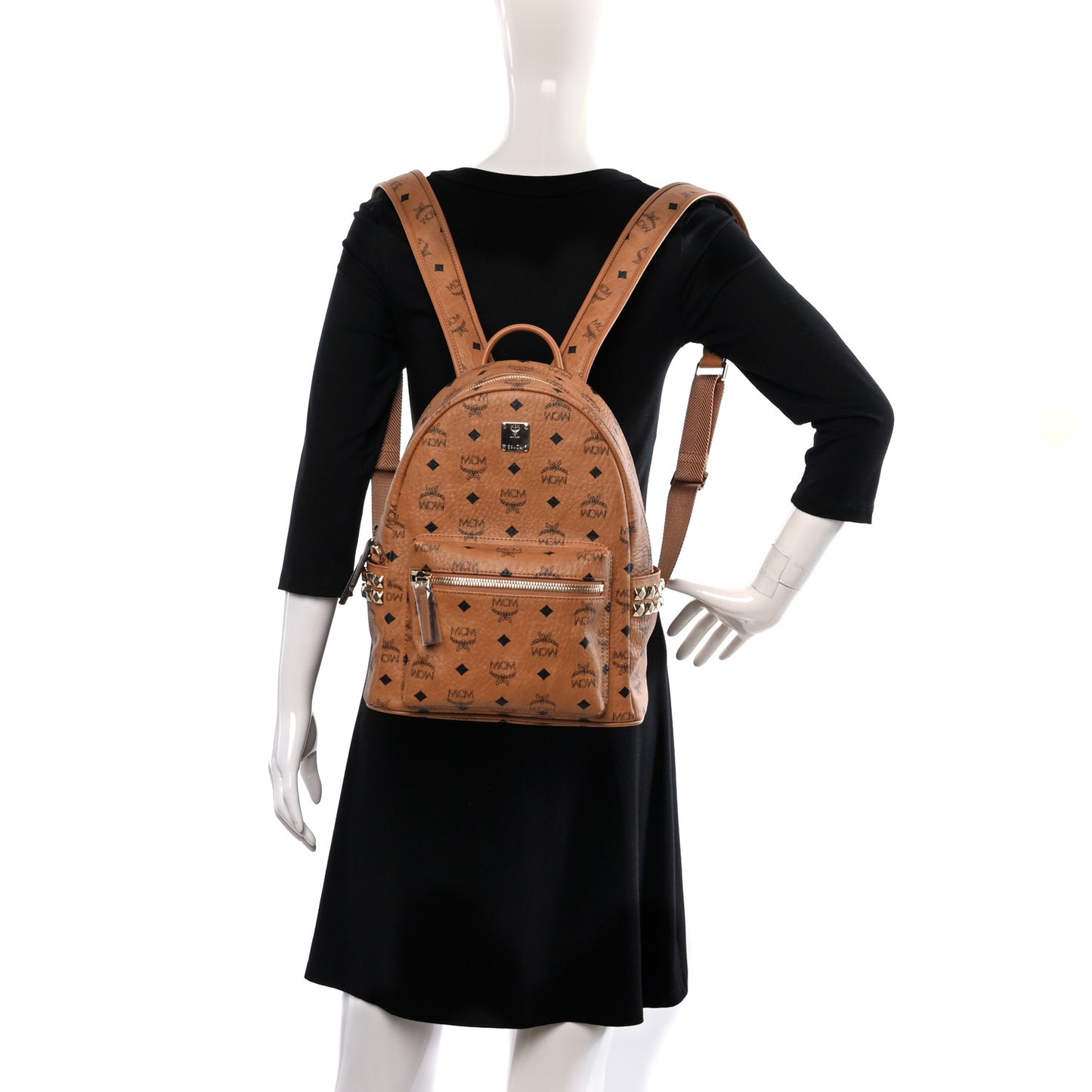 Visetos Small Side Stud Stark Backpack Cognac