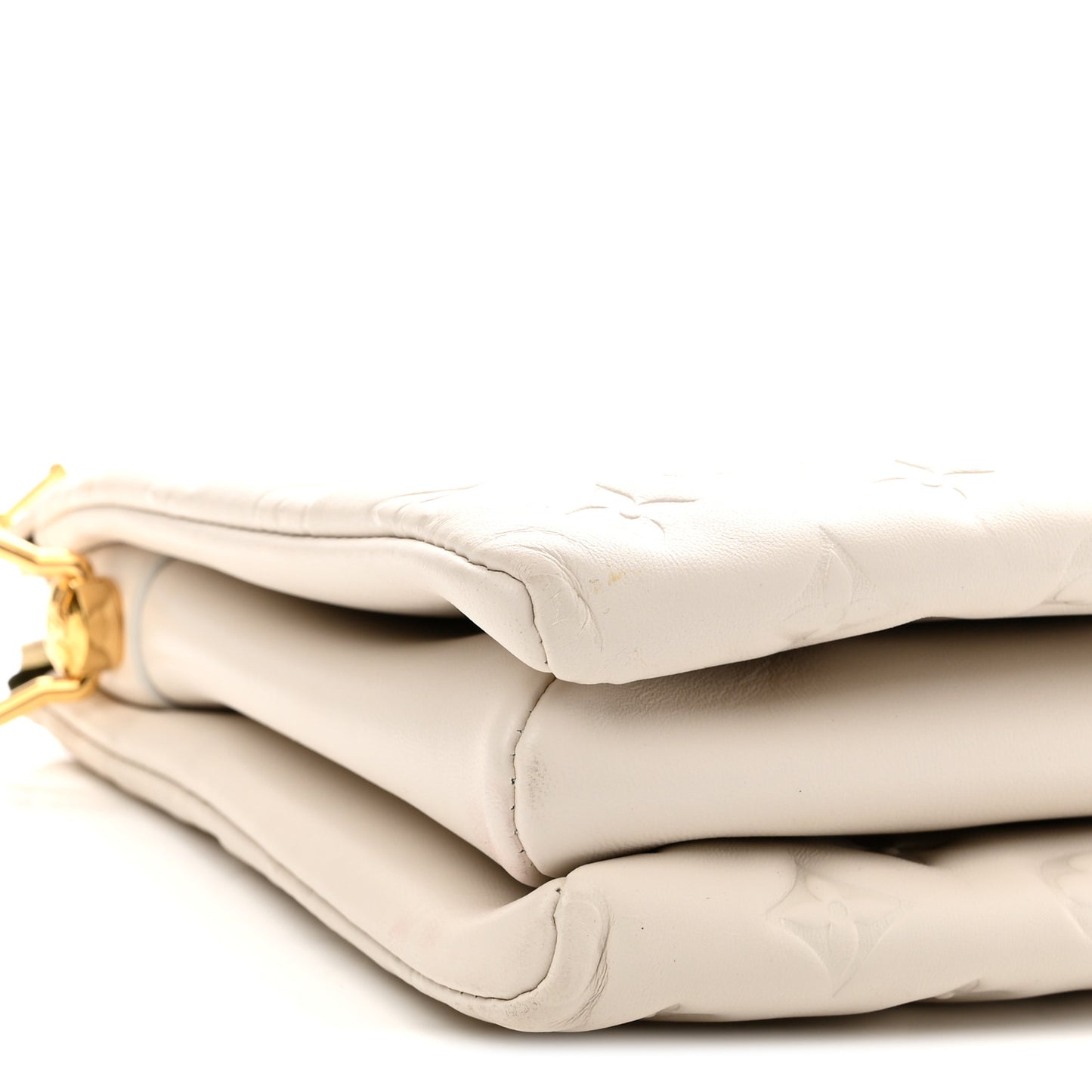Lambskin Embossed Monogram Coussin PM Beige Cream