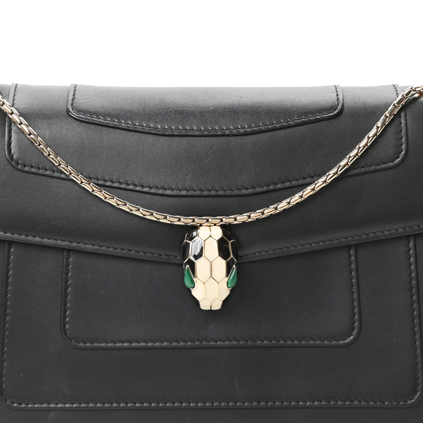 Calfskin Serpenti Forever Shoulder Bag Black