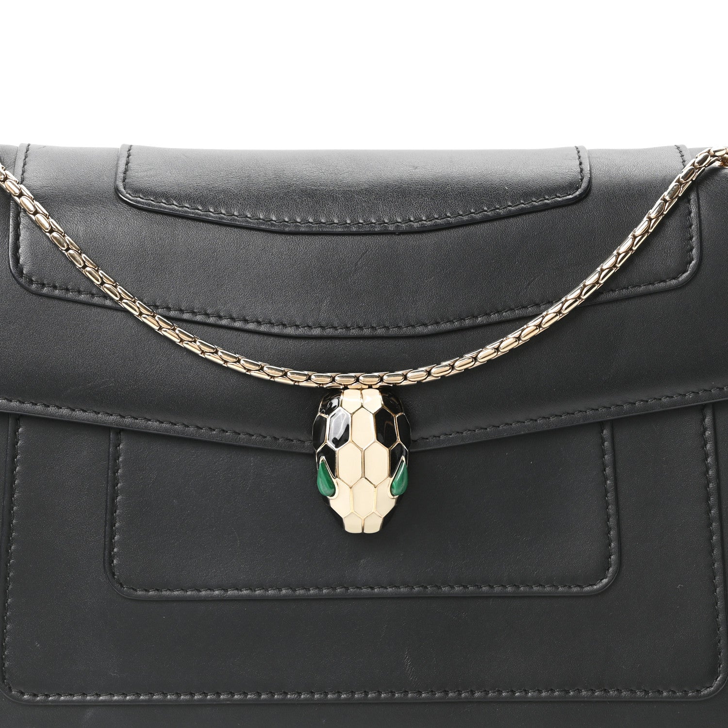 Bulgari Calfskin Serpenti Forever Shoulder Bag Black 9 of 11