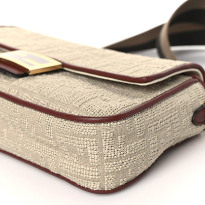 Fendi Sardinian Jacquard Vitello King FF 1974 Embroidered Baguette Corda Praline 10 of 11