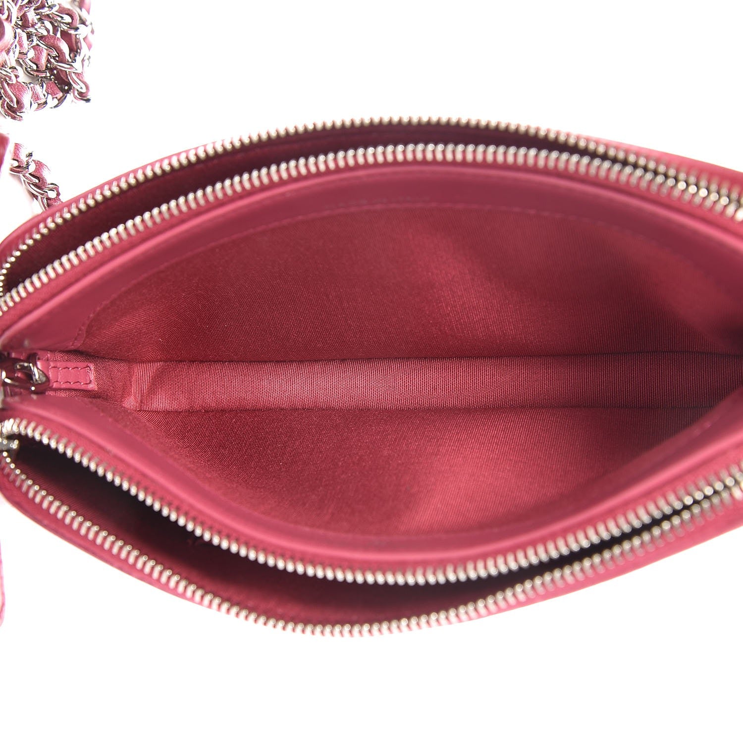 Chanel Lambskin Camellia Embossed Small Clutch With Chain Fuchsia 5 of 10