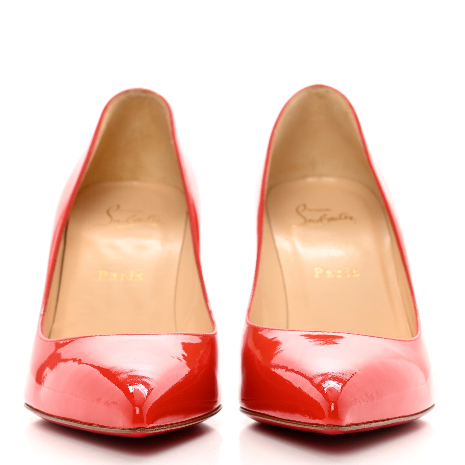 Christian Louboutin Patent Piou Piou 85 Pumps 38.5 Mandarin Red 2 of 8