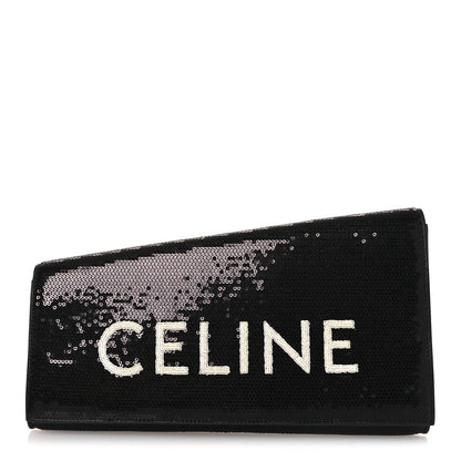Celine Sequin Asymetric Clutch  Black White 1 of 10