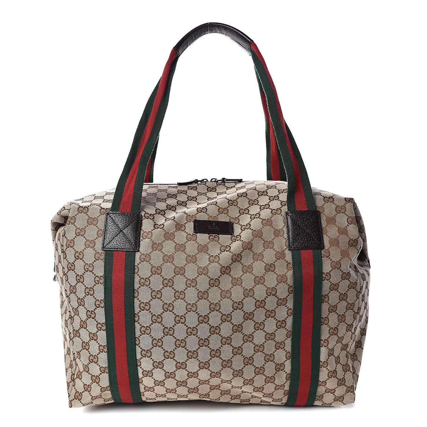GG Monogram Web Medium Collapsible Carry On Duffle Beige Brown