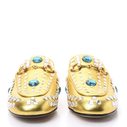 Gucci Metallic Nappa Crystal Womens Princetown Slippers 36.5 Gold 2 of 8