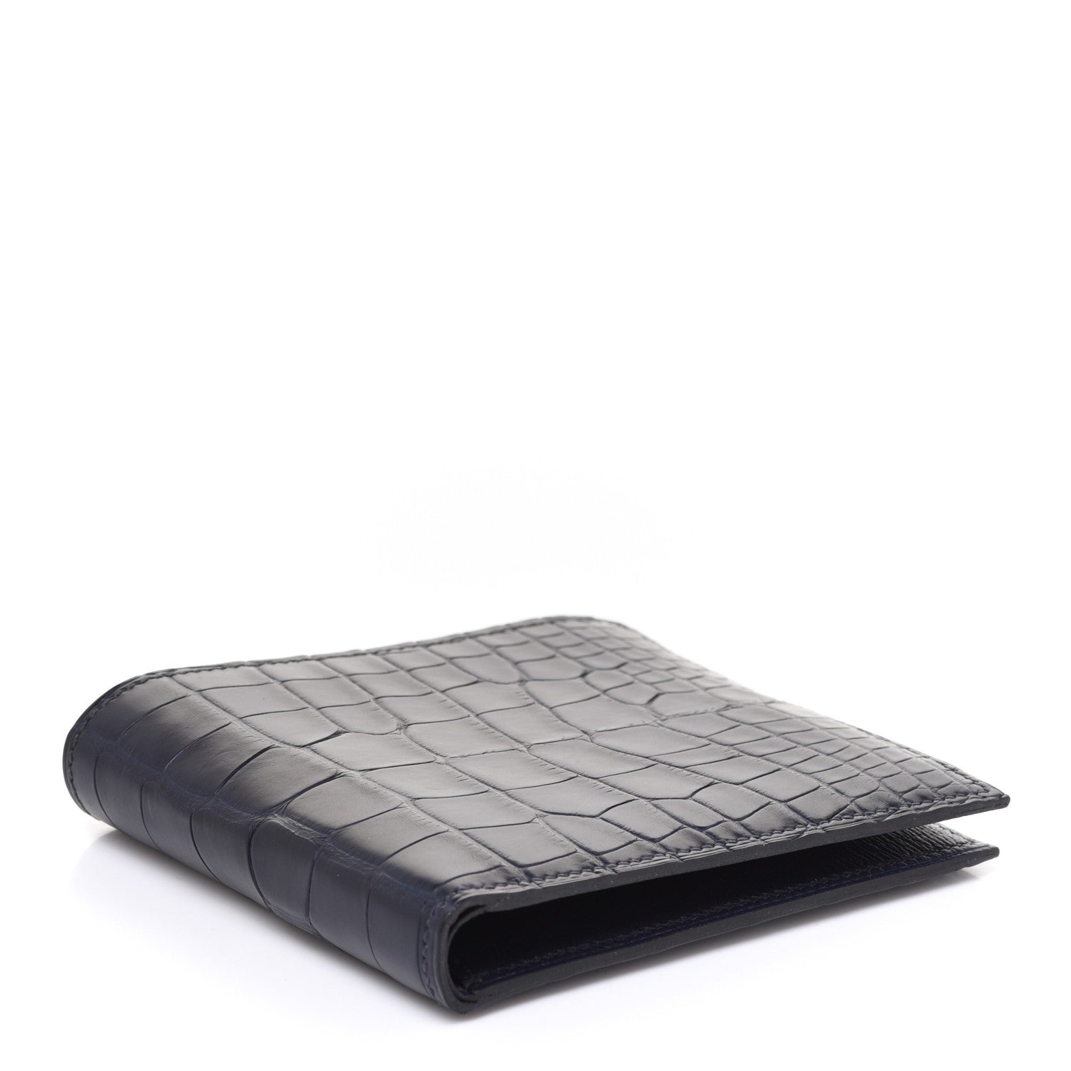 Hermes Matte Alligator Colorblock MC2 Copernic Compact Wallet Bleu Encre Bleu Electrique 4 of 8