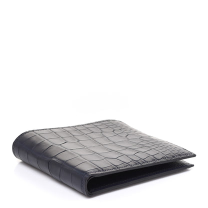 Hermes Matte Alligator Colorblock MC2 Copernic Compact Wallet Bleu Encre Bleu Electrique 4 of 8