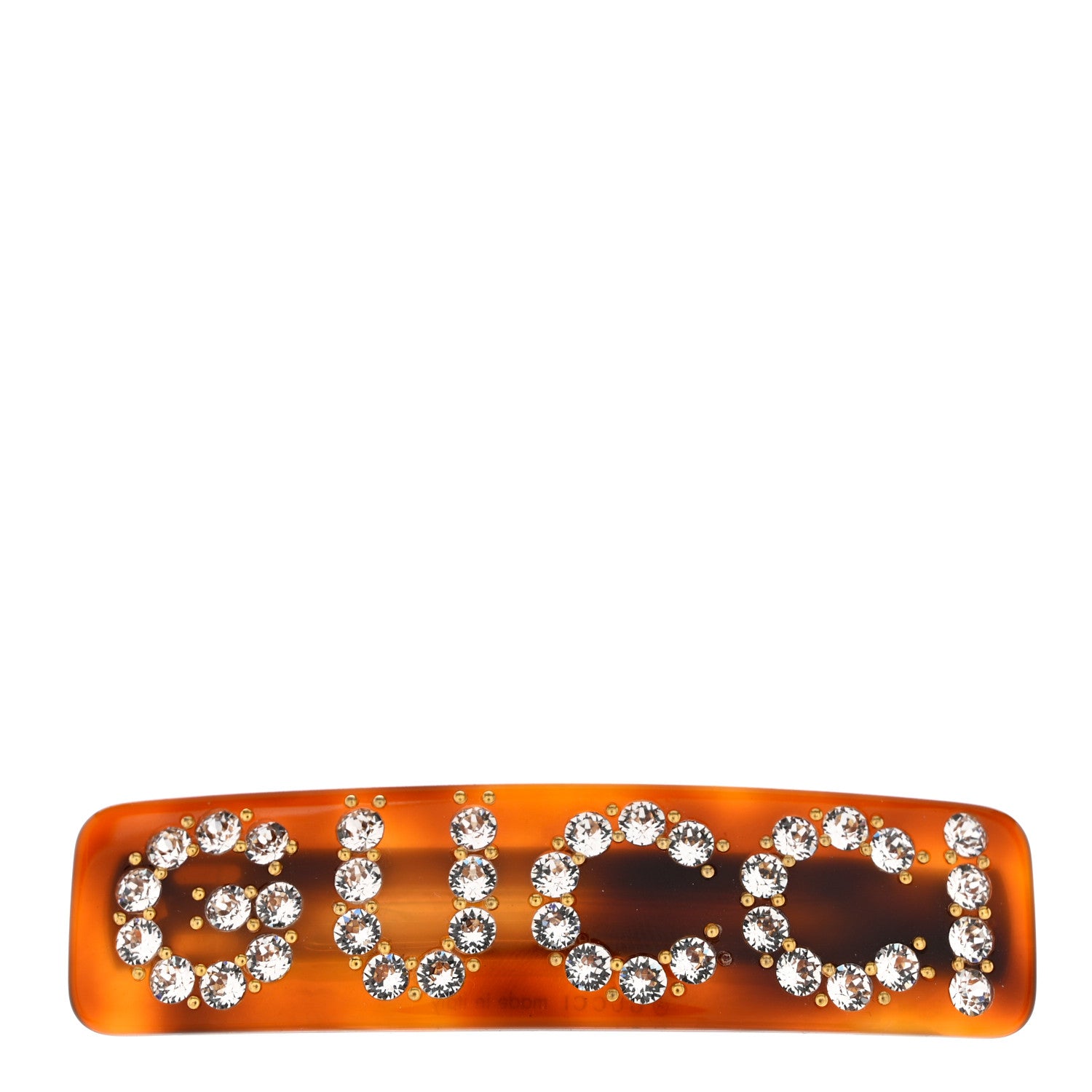 Gucci Resin Crystal Single Hair Barrette Tortoiseshell 1 of 4