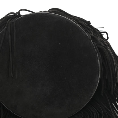 Christian Louboutin Suede Calfskin Fringe Marie Jane Bucket Black 10 of 12