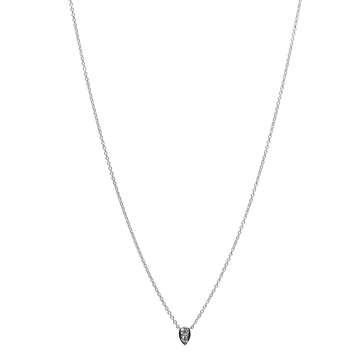 Tiffany Platinum Diamond Pear Pendant Necklace 1 of 6