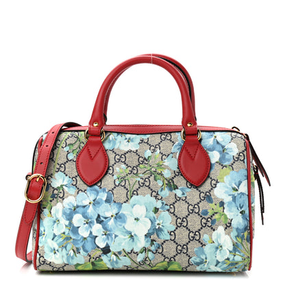 Gucci GG Supreme Monogram Blooms Small Boston Beige Blue Navy Hibiscus Red 1 of 9