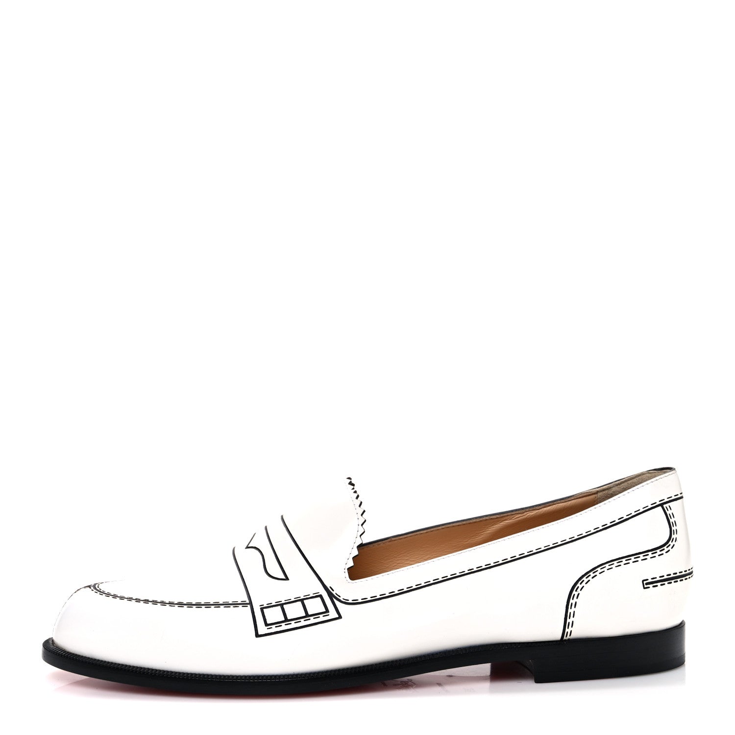 Christian Louboutin Calfskin Women Mocalaureat Tromp L'oeil Loafers 39 White 1 of 9