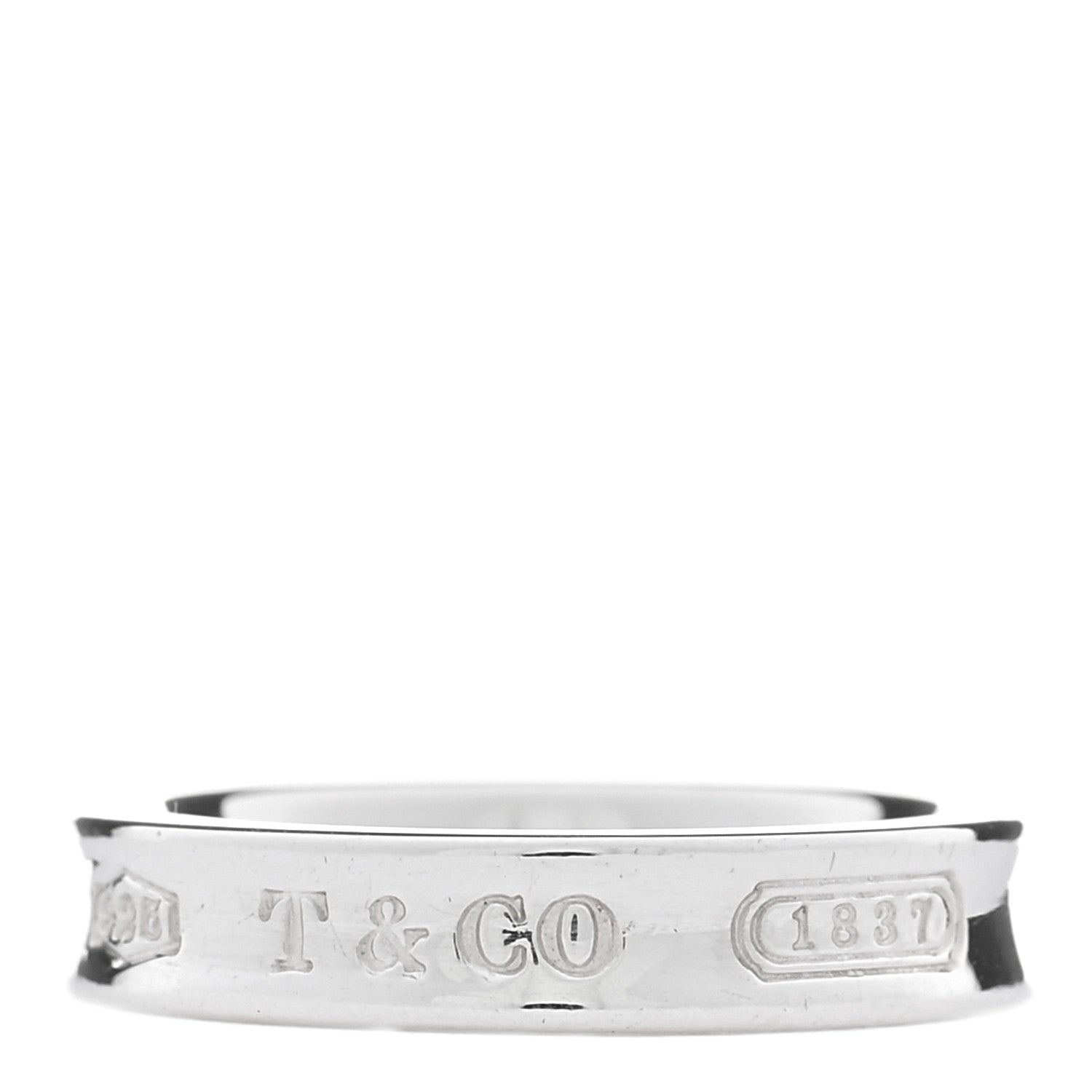 Tiffany Sterling Silver Narrow 1837 Band Ring 48 4.5 1 of 10