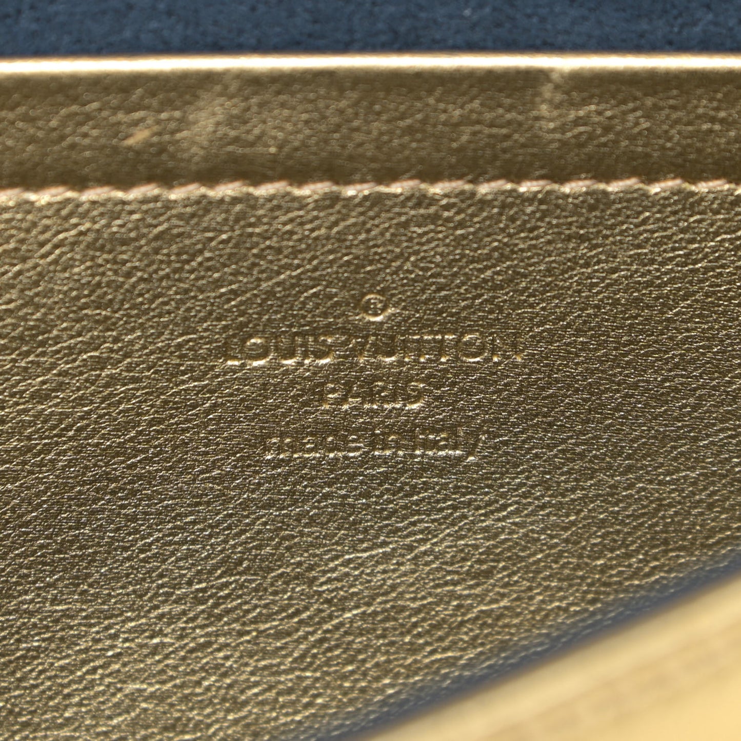 Metallic Lambskin Embossed Monogram Pochette Coussin Gold