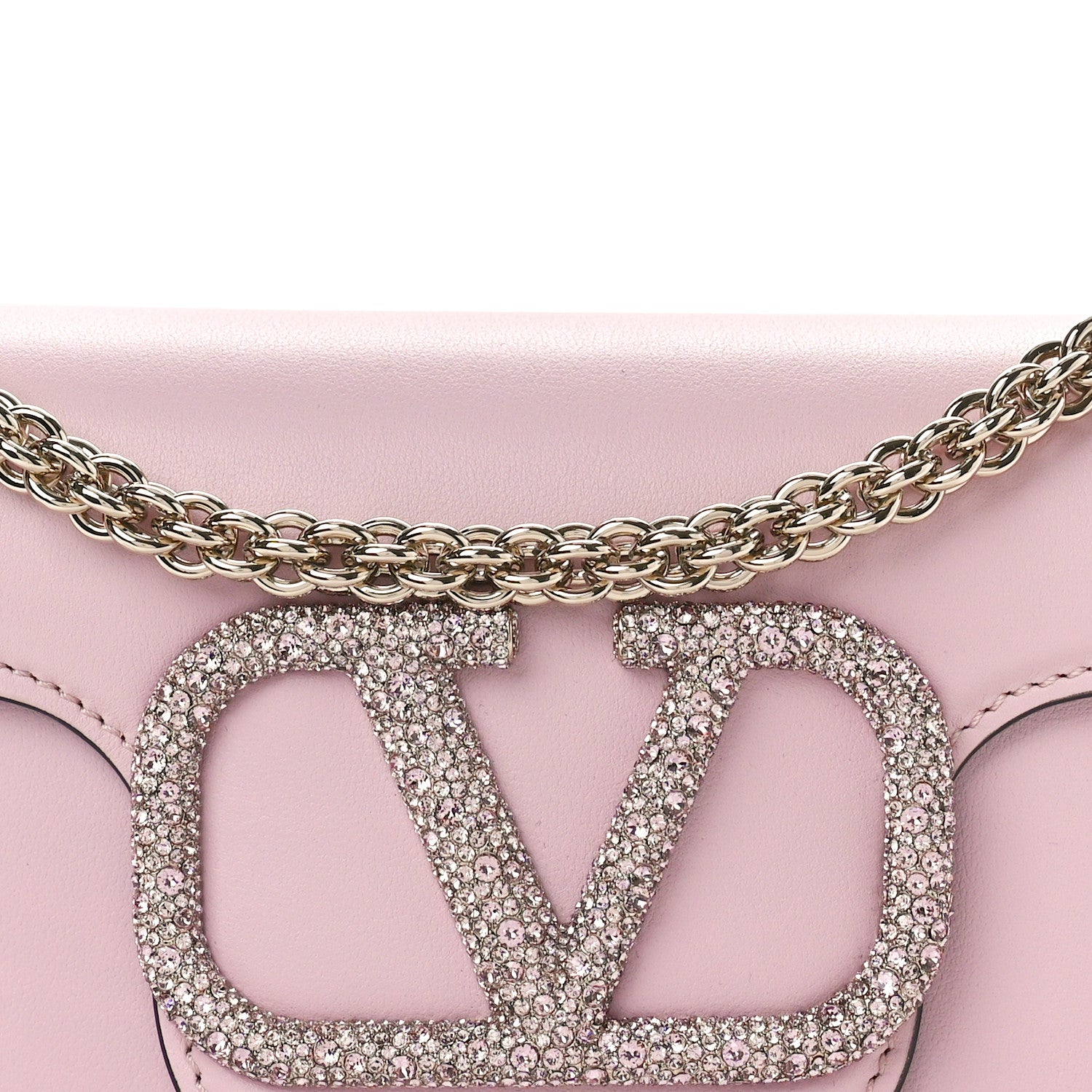 Valentino Garavani Calfskin Crystal Vlogo Small Loco Shoulder Bag Rose Cannelle 7 of 9
