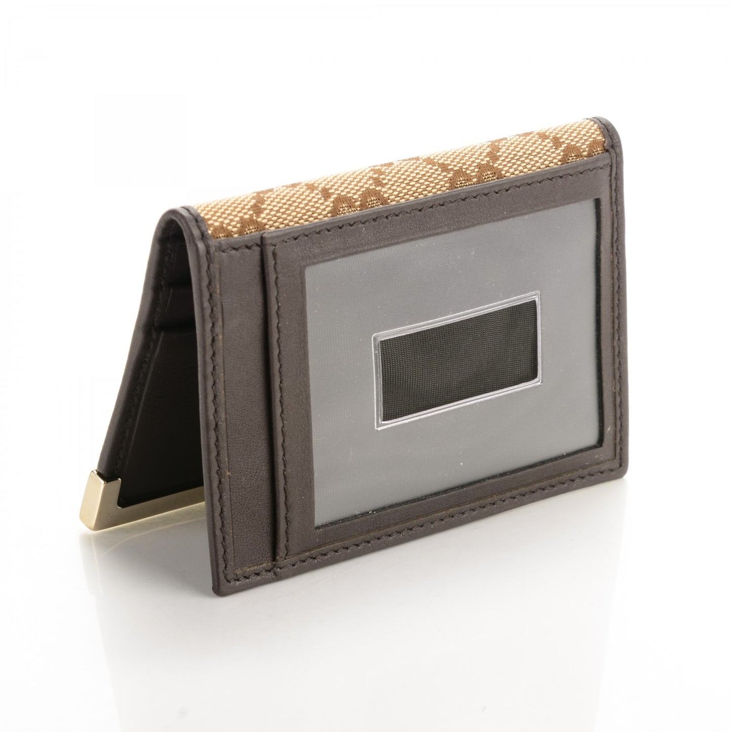 GG Monogram Train Pass Card Case Dark Brown