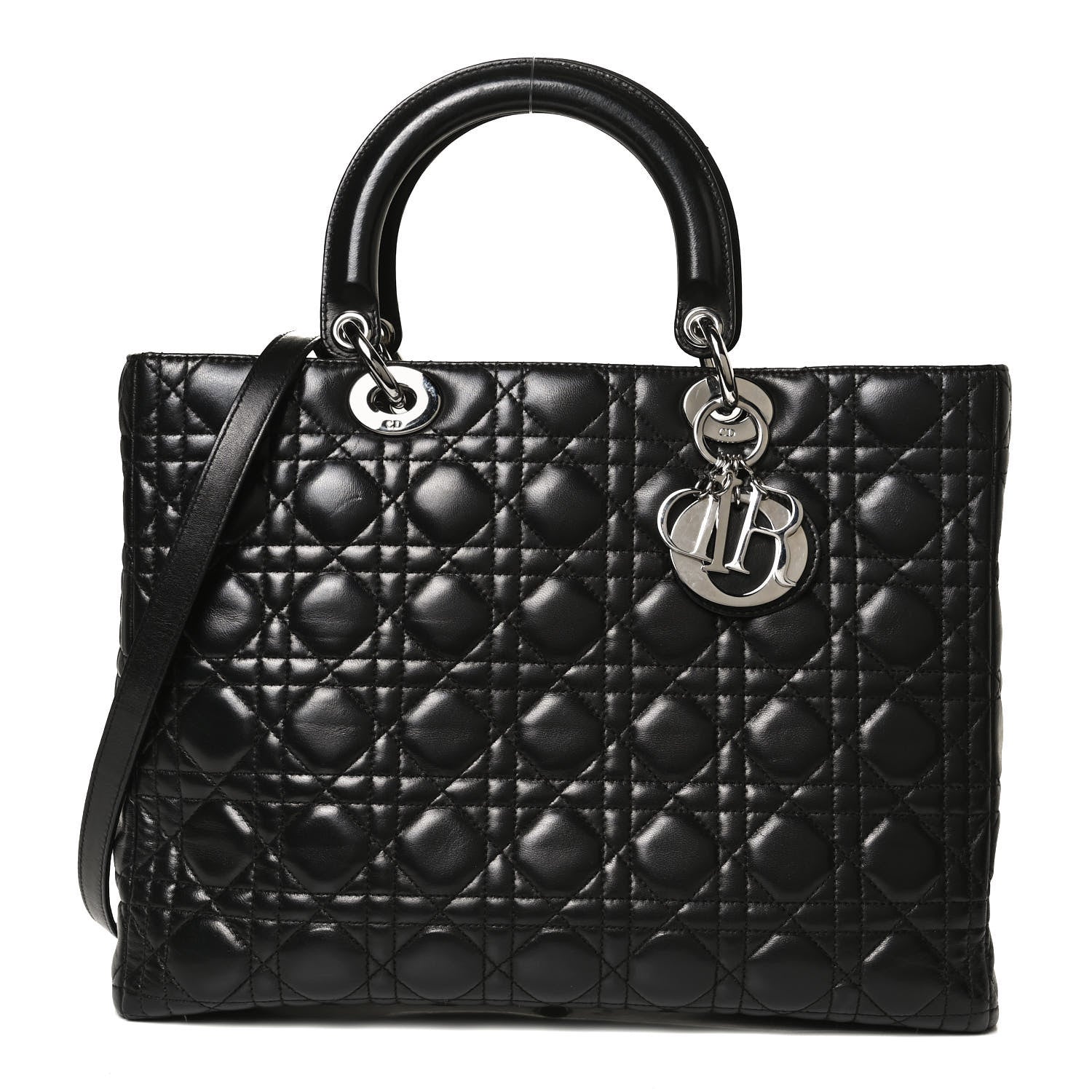 Christian Dior Lambskin Cannage Large Lady Dior Black 1 of 11