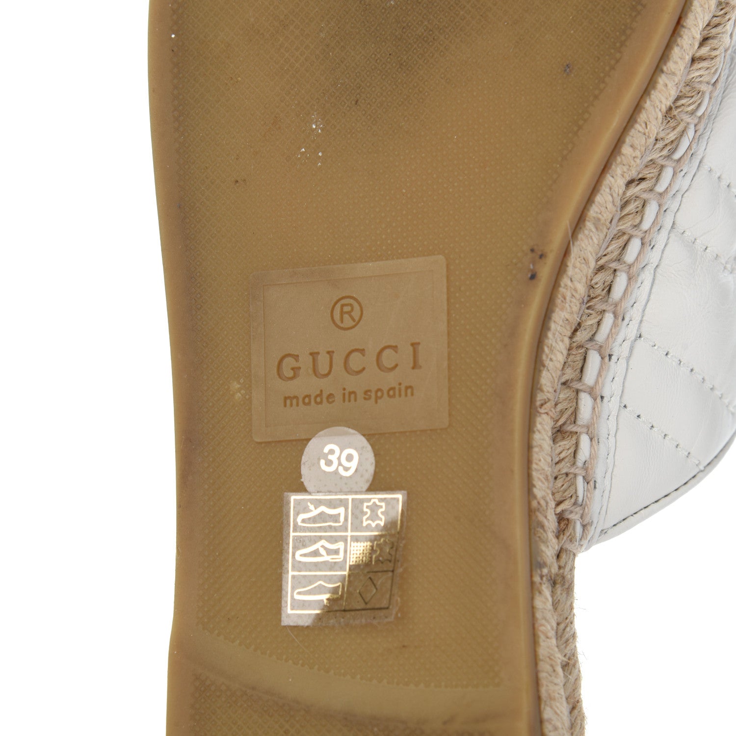 Gucci Nappa Matelasse GG Marmont Espadrille Slippers 39 Great White 6 of 19