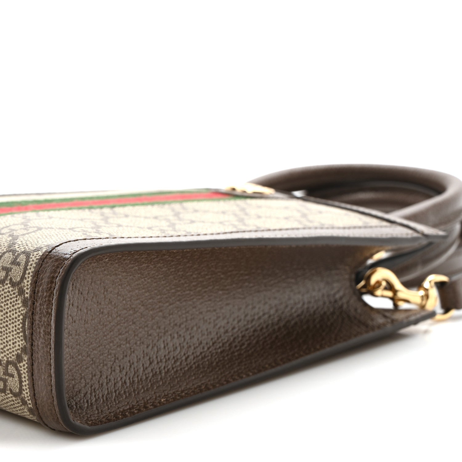 Gucci GG Supreme Monogram Textured Dollar Calfskin Web Super Mini Ophidia Mini Tote Bag Beige Ebony New Acero 9 of 10