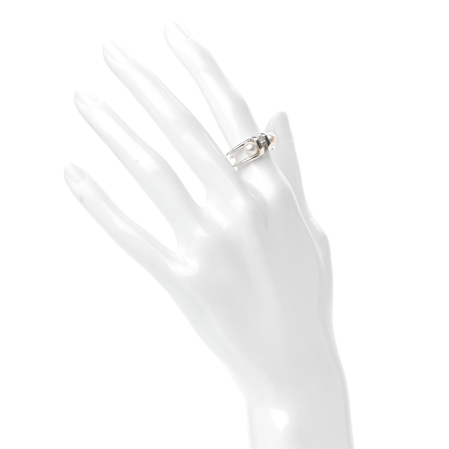 Sterling Silver Pearl HardWear Double Pearl Ring 49 4.75