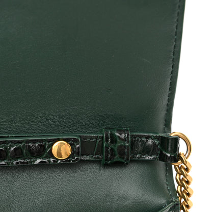 Balenciaga Shiny Calfskin Crocodile Embossed Hourglass Chain Bag Forest Green 12 of 13