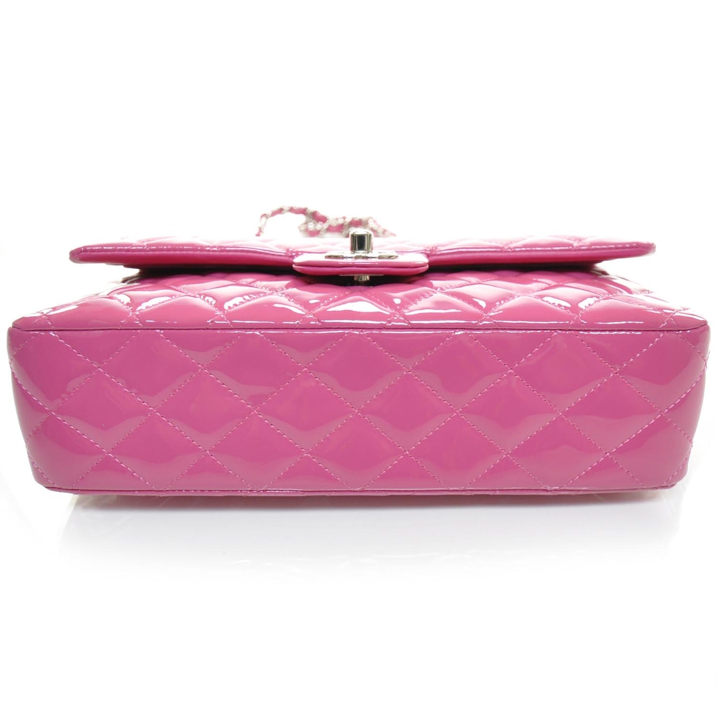 Patent Quilted Medium Double Flap Pink