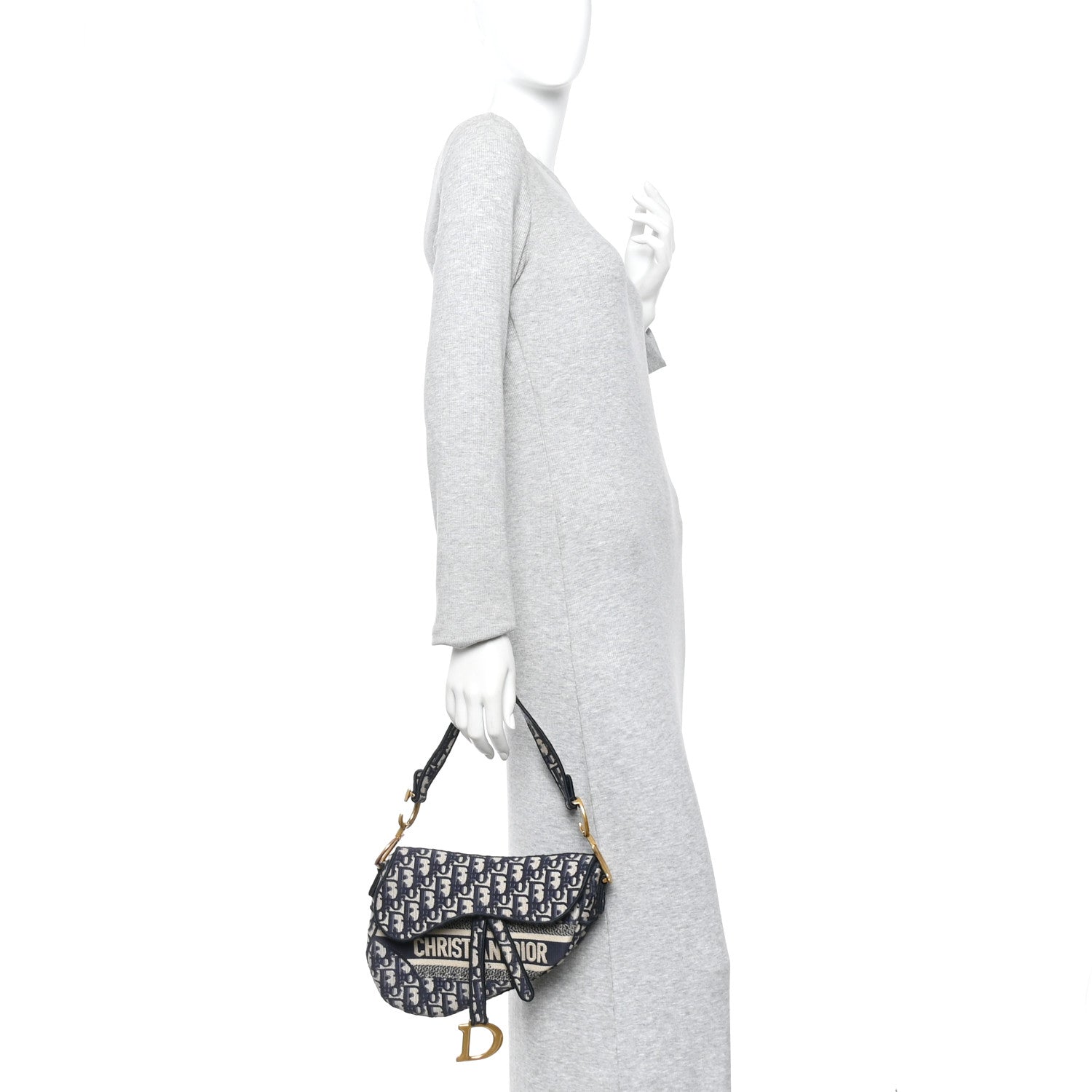 Christian Dior Oblique Embroidered Saddle Bag Blue 2 of 11