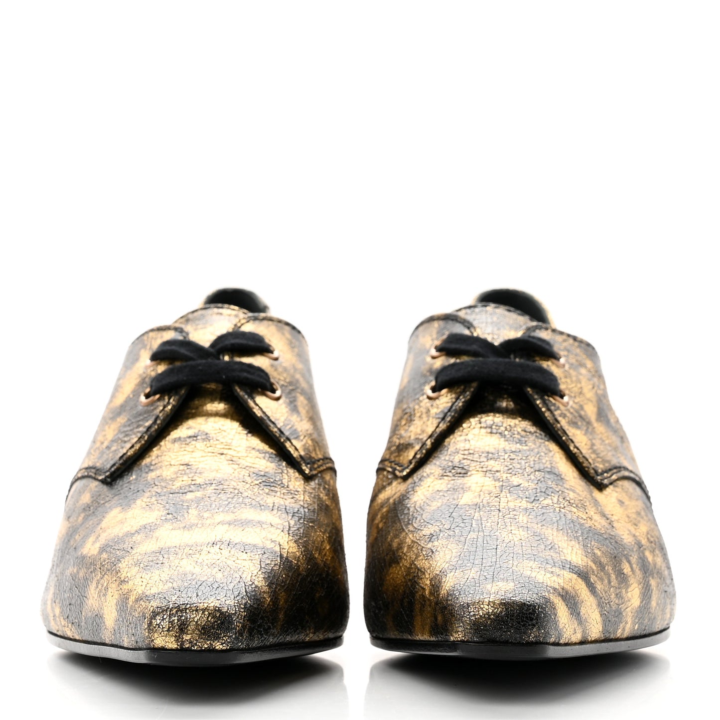 Laminated Goatskin Lace Up Oxford 39.5 Gold