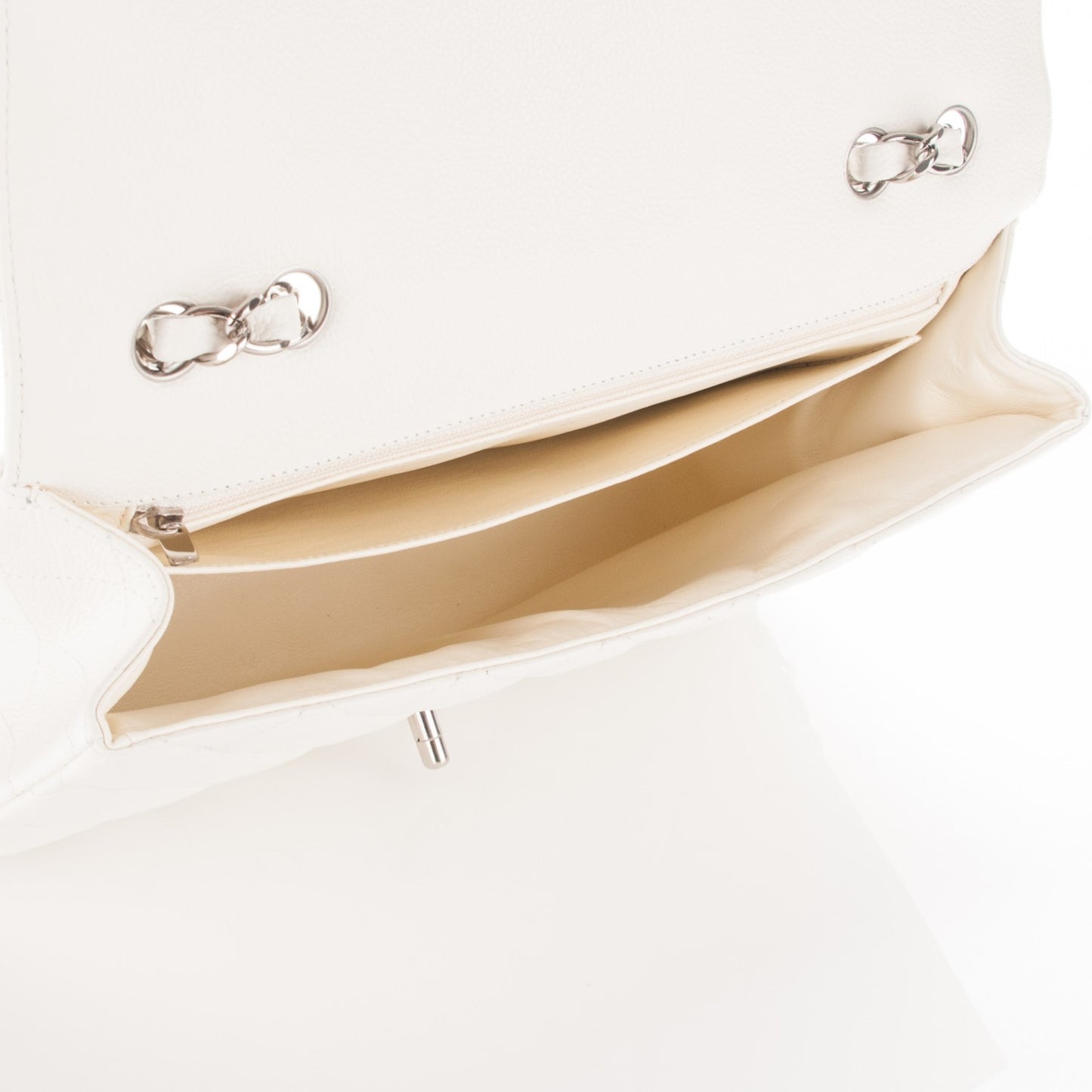 Caviar Quilted Jumbo Single Flap White