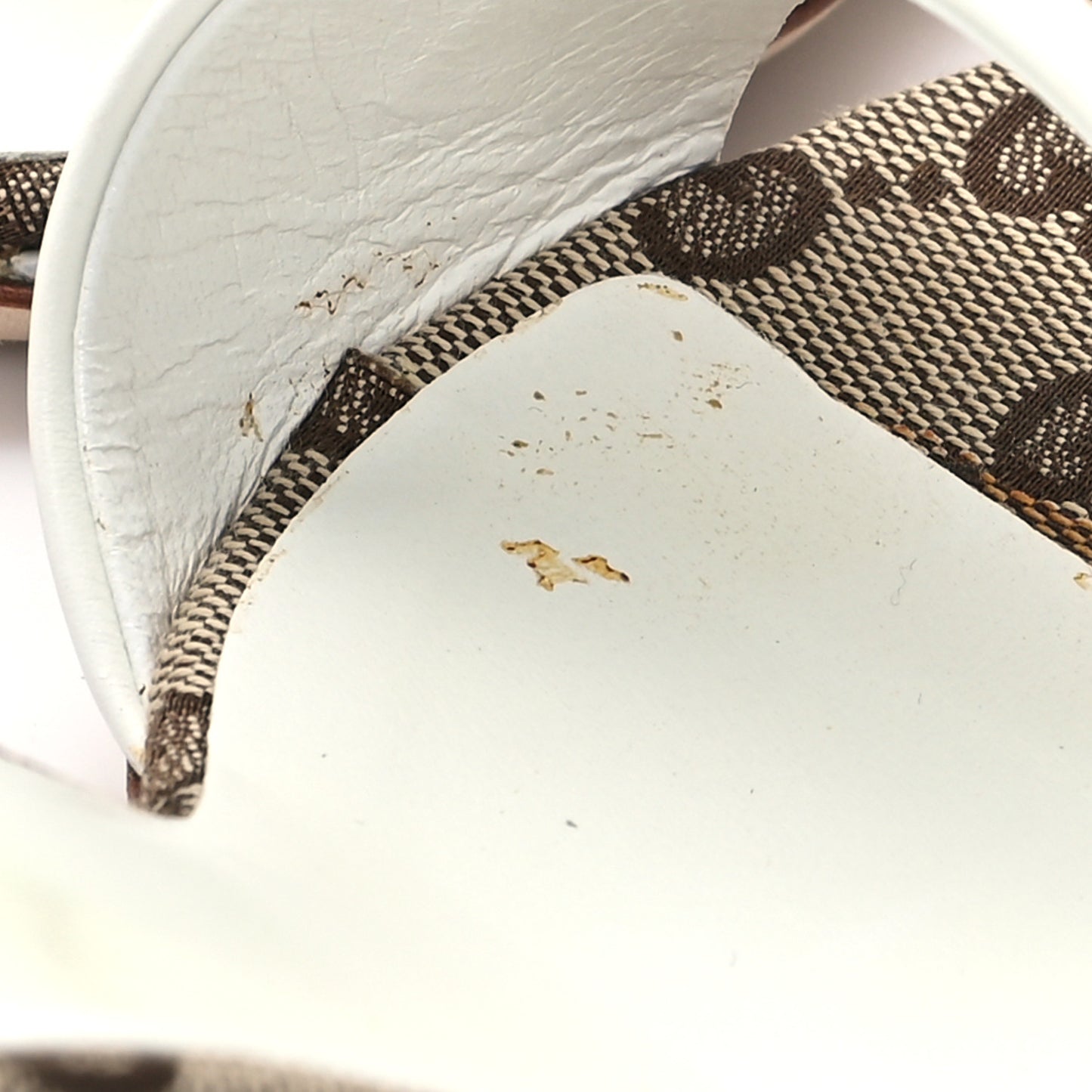 Canvas GG Horsebit Mid Heel Slides 37 Beige White