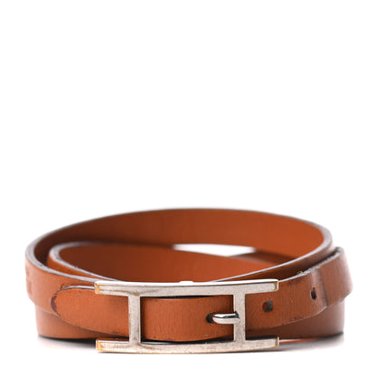 Hermes Chamonix Hapi 3MM Triple Tour Wrap Bracelet M Orange 1 of 6