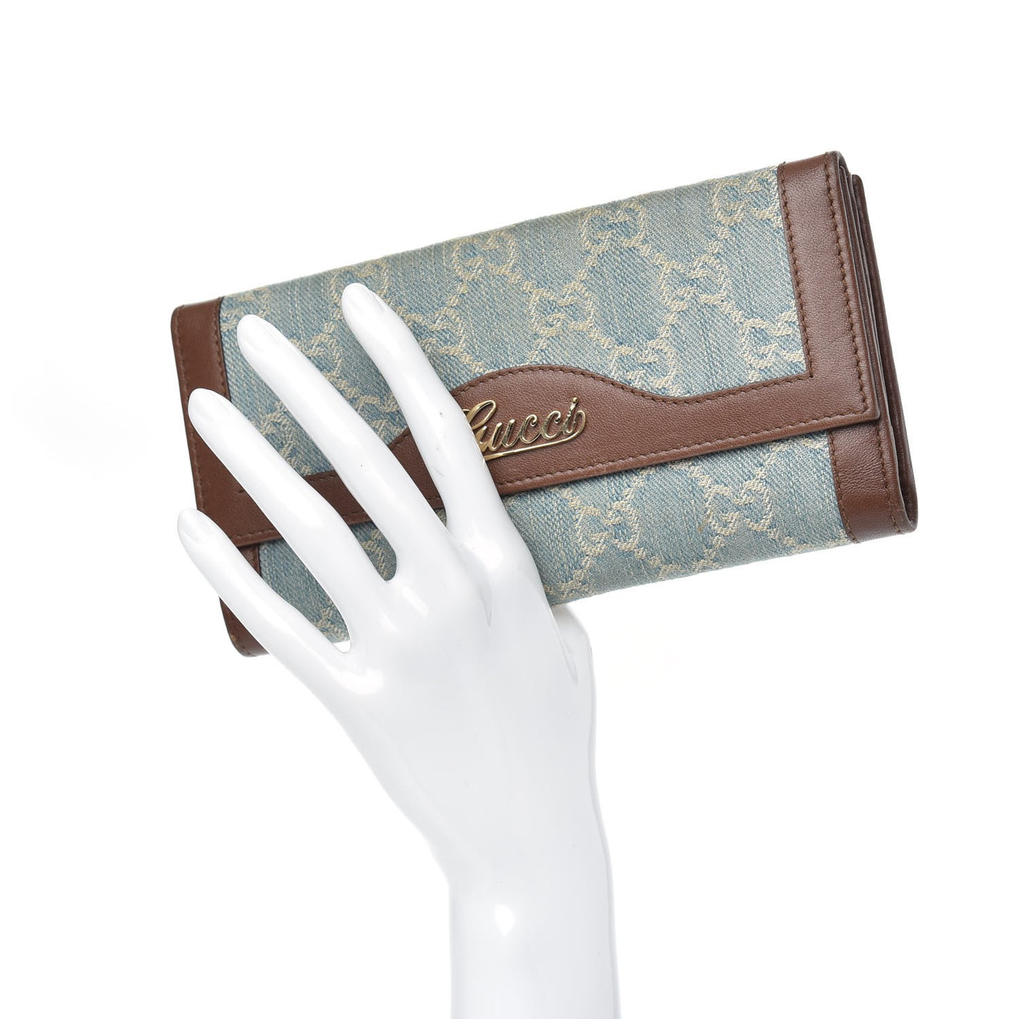 Monogram Script Continental Wallet Blue Denim