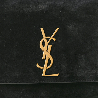 Saint Laurent Smooth Calfskin Suede Medium Reversible Monogram Kate Satchel Black 8 of 18