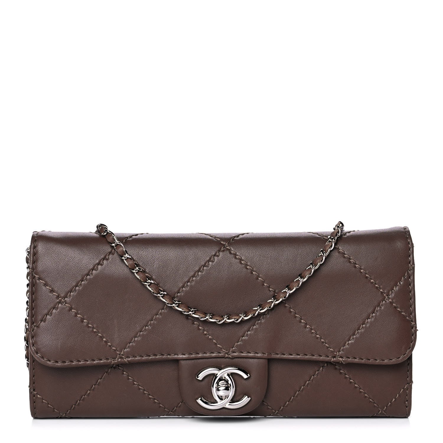 Chanel Lambskin Stitched Orient Express Wallet on Chain WOC Brown 1 of 13