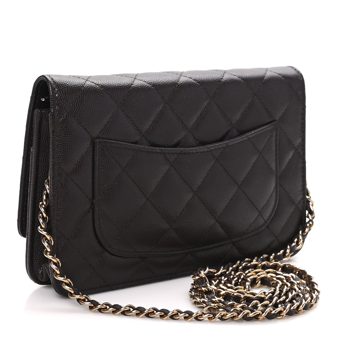 Caviar Quilted Wallet on Chain WOC Dark Brown
