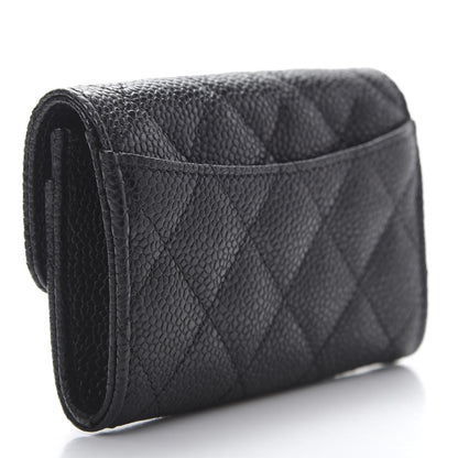 Chanel Caviar Quilted Flap Card Holder Wallet Black 3 of 9