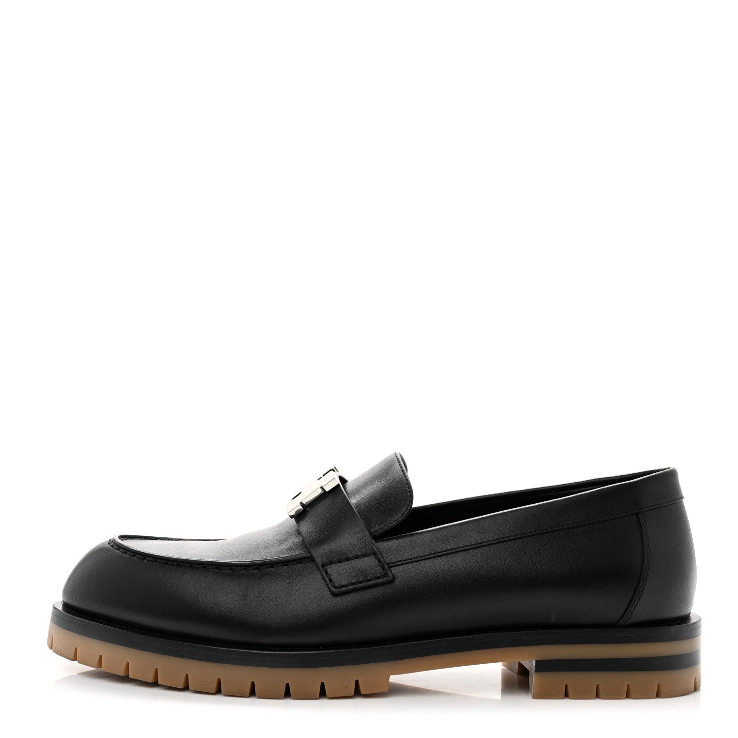 Hermes Calfskin Womens Faubourg Loafers 37 Black 1 of 8